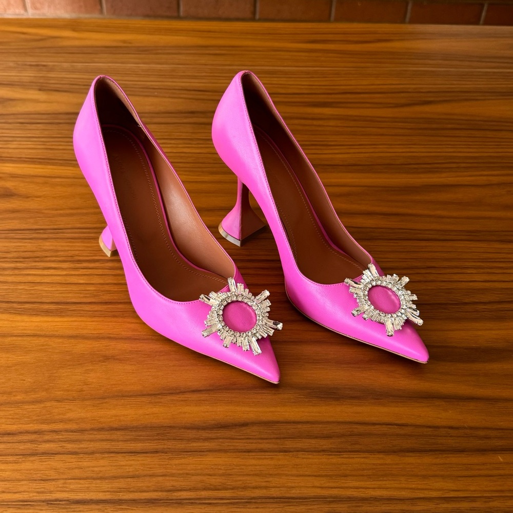 Amina Muaddi Pink Begum Leather Pumps size 9US / 39EU